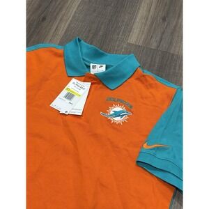 Nike Miami Dolphins NFL Mens Orange Aqua Colorblock Polo Shirt Small NEW‎